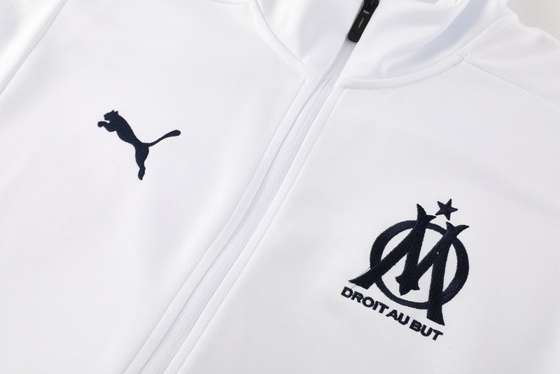 2024 0lympique Marseille White Jacket Training Suit Set Football Team Shirt Sports Fashion