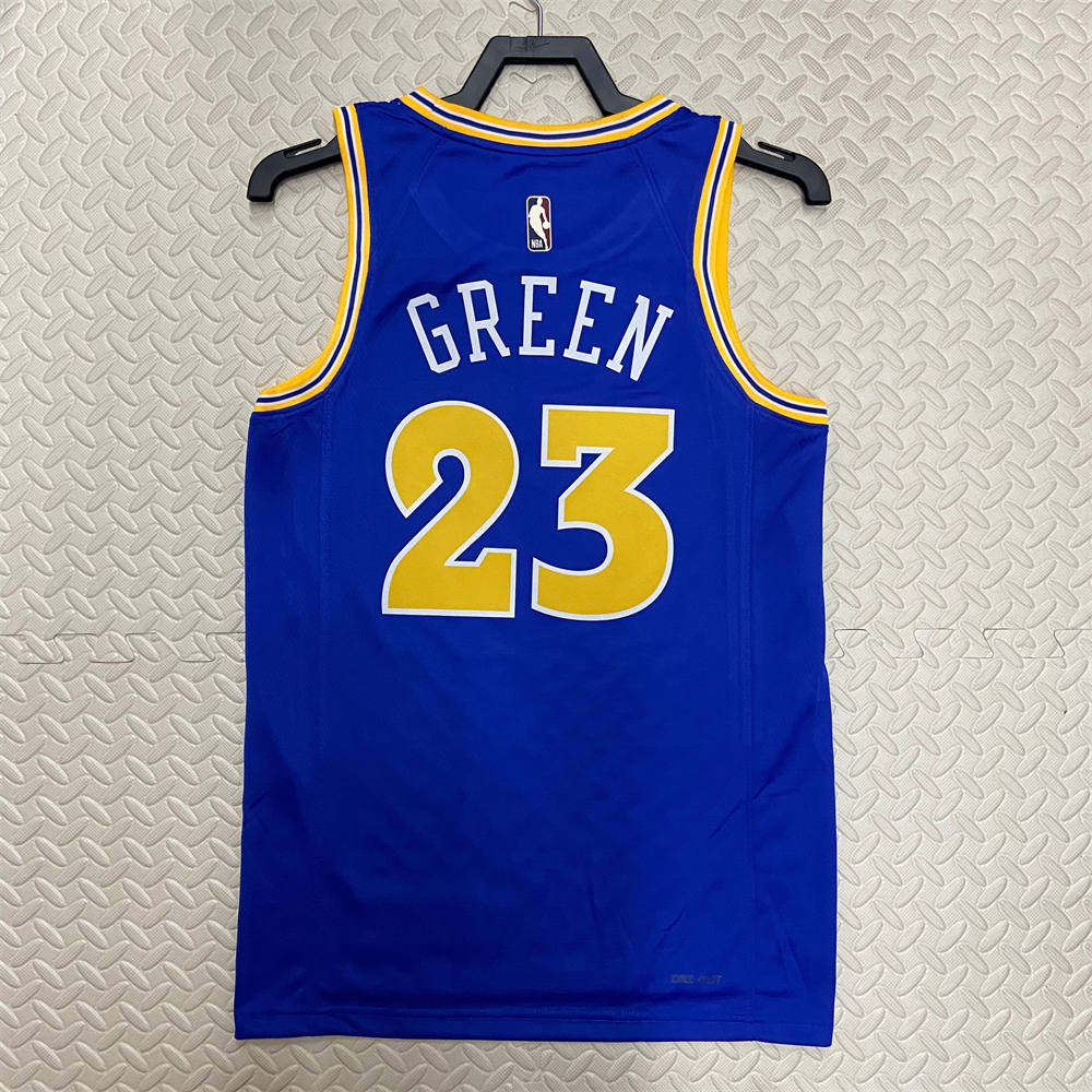 NBA Golden State Warriors Round Neck Blue Jersey GREEN#23 S-XXL