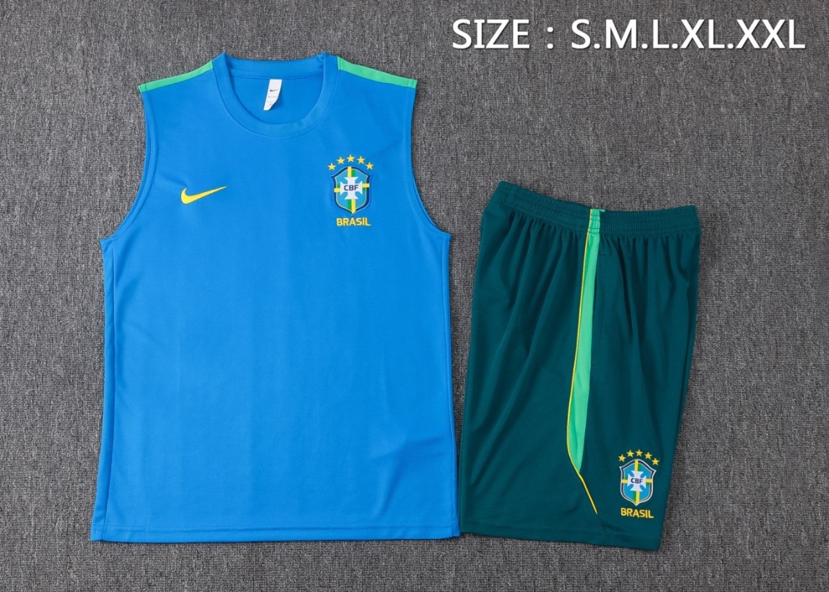 2026 Brazil Lake blue Training Set Shirt and Shorts