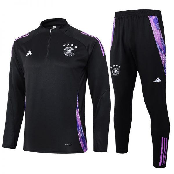 24/25 Germany Black Long-sleeved half-pull training kit Football team kit