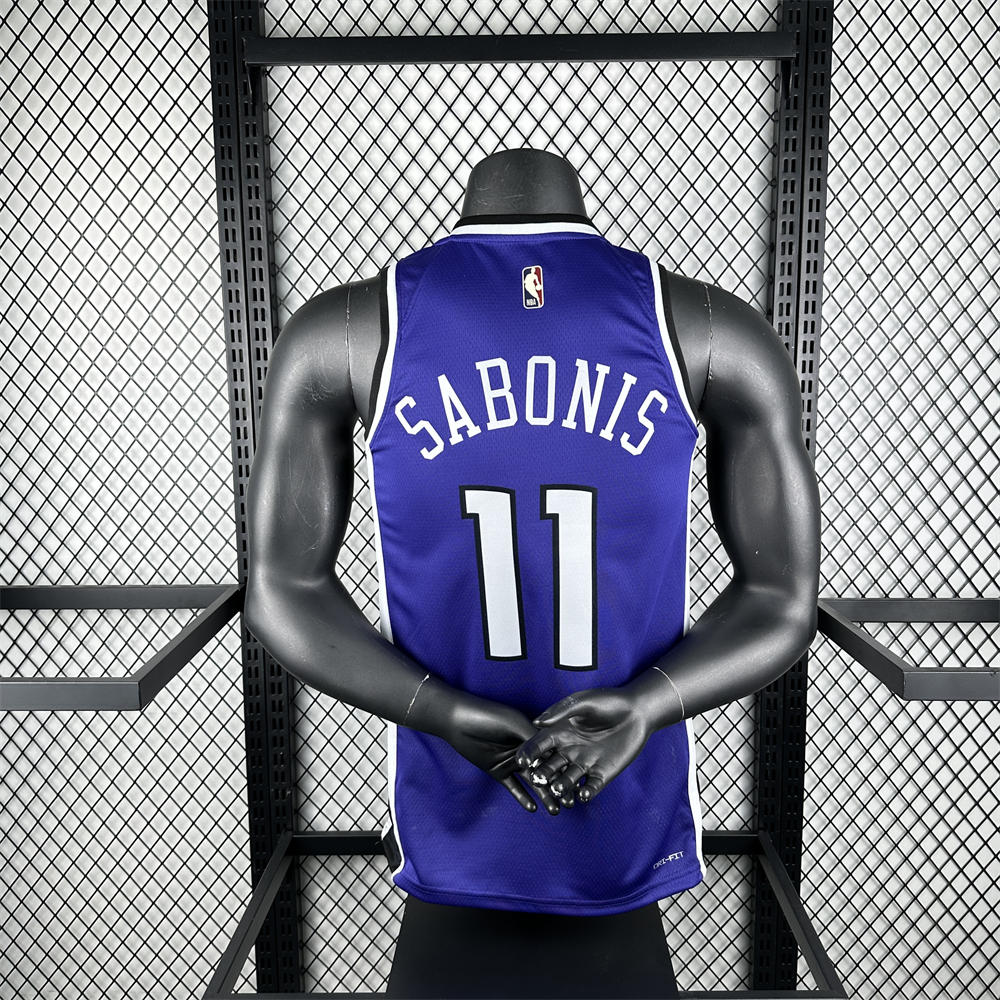NBA Scaramento Kings 24/25 V-Neck Retro Blue jersey SABONIS#11 S-XXL