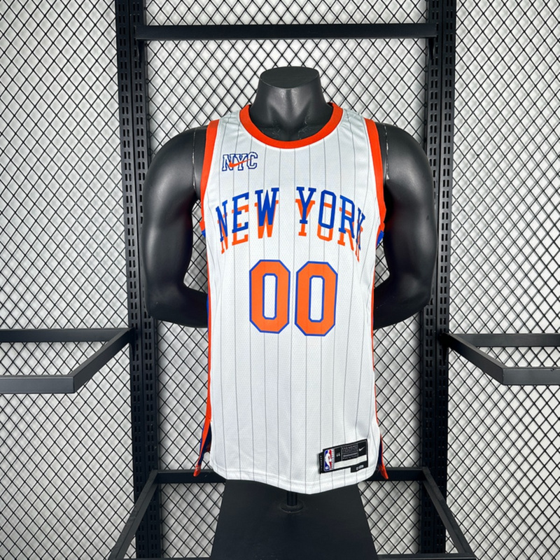 NBA New York Knicks 24/25 City Edition Round Neck White jersey CLARKSON#00 S-XXL