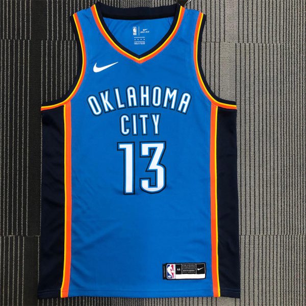NBA Oklahoma City Thunder V-Neck Blue Jersey GEORGE#13 S-XXL