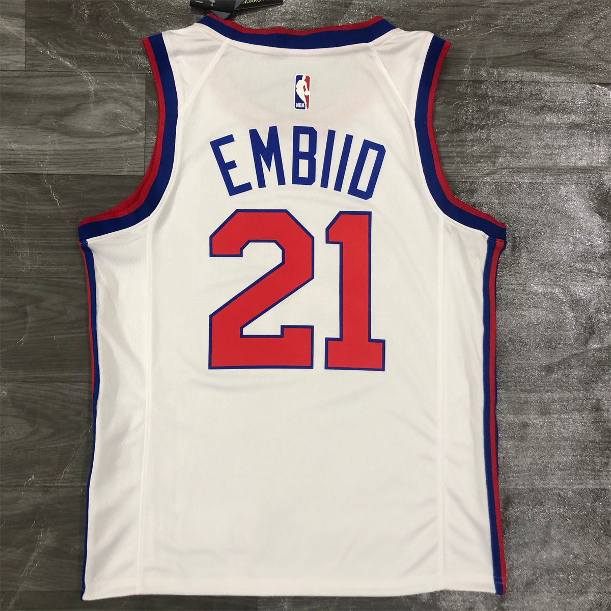 NBA Philadelphia 76ers Round Neck White Jersey EMBIID#21 S-XXL