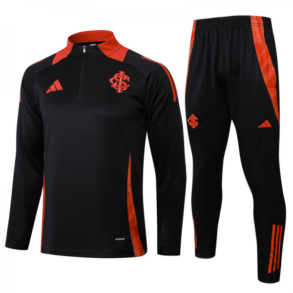 24/25 Internacional Black Long-sleeved half-pull training kit Football team kit