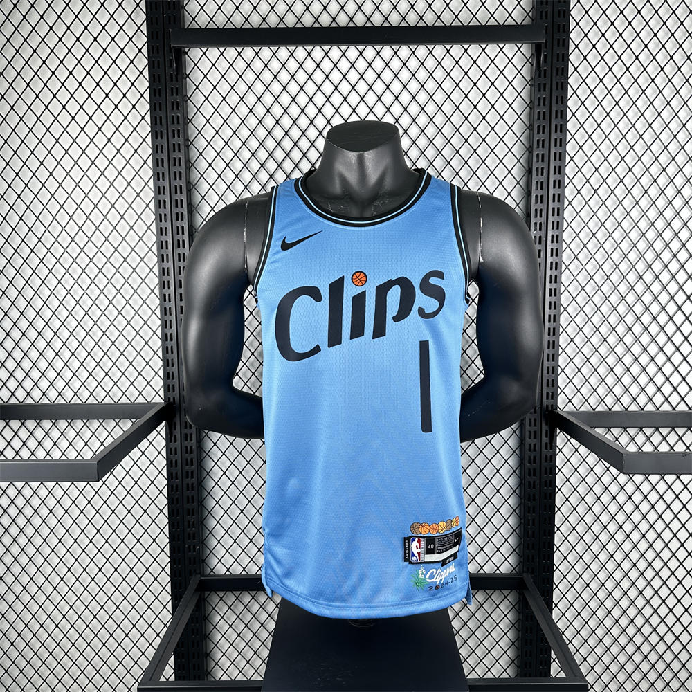 NBA Los Angeles Clippers 24/25 City Edition Round Neck Blue Jersey HARDEN#1 S-XXL
