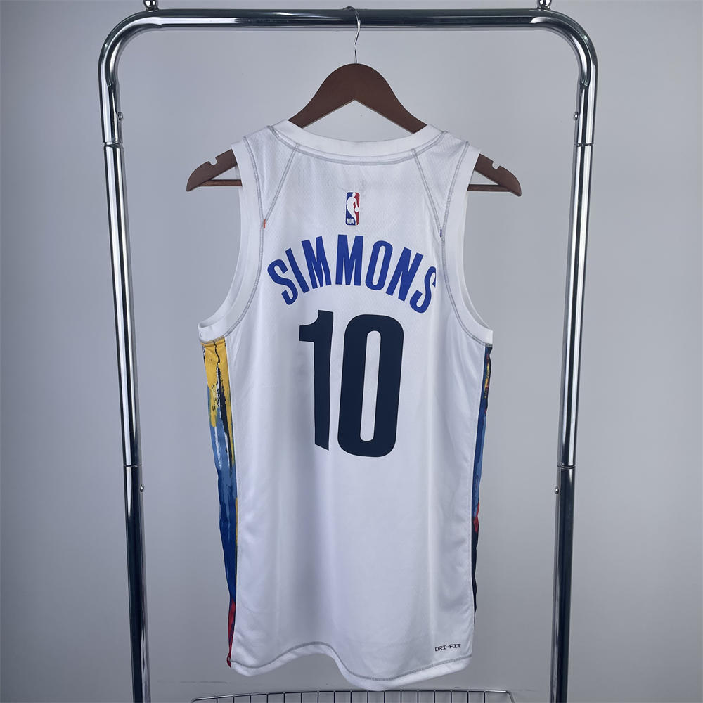 NBA Brooklyn Nets V-Neck White Jersey SIMMONS#10 S-XXL