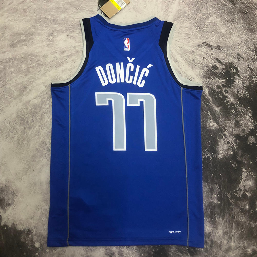 NBA Dallas Mavericks V-Neck Blue Jersey DONCIC#77 S-XXL
