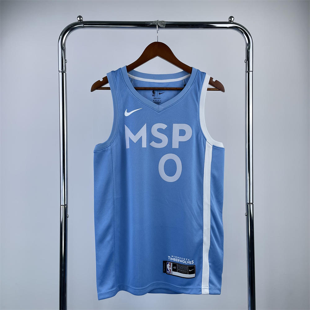 NBA Minnesota Timberwolves V-Neck North Carolina Blue Jersey RUSSELL#0 S-XXL