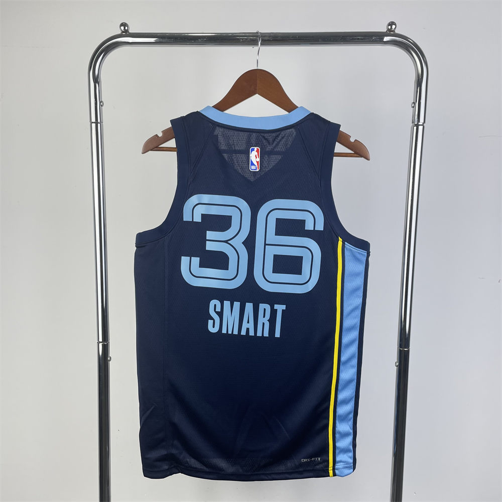 NBA Memphis Grizzies 2023 Round Neck Black Jersey SMART#36 S-XXL