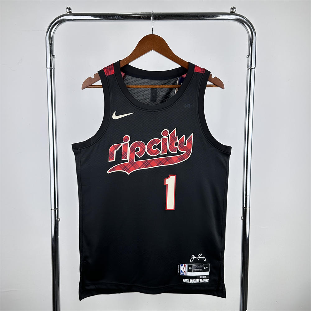 NBA Portland Trail Blazers 2024 Round Neck Black Jersey SIMMONS#1 S-XXL
