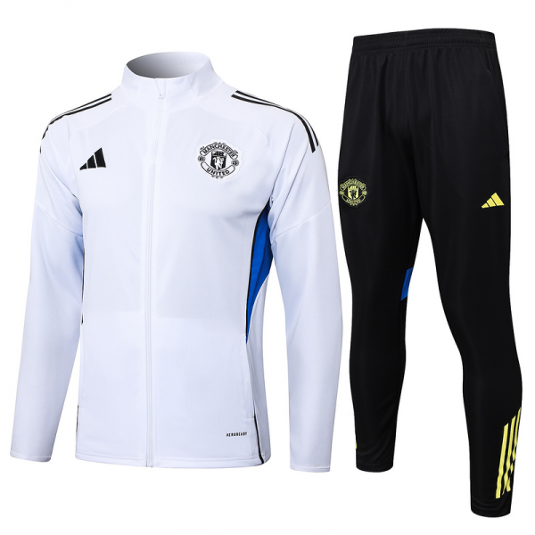 2025/26 Manchester United White Jacket Training Suit Set Football Team Shirt Sports Fashion