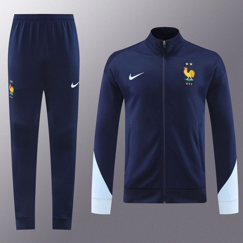 2024  France Royal Blue Jacket Training Suit Set Football Team Shirt Sports Fashion