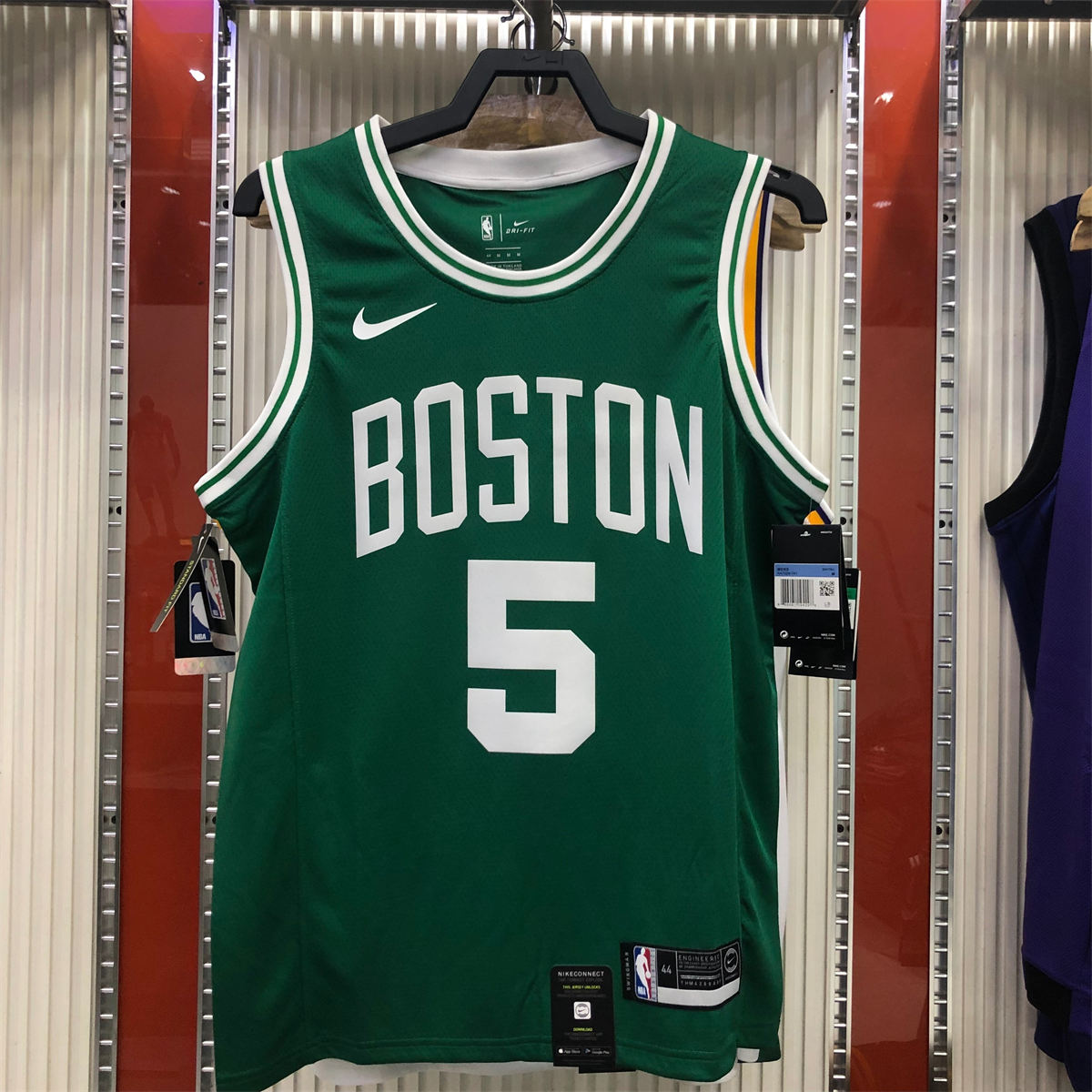 NBA Boston Celtics round neck Retro Green Jersey Garnrtt#5 S-XXL