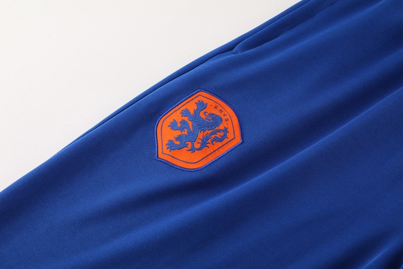 2024 Netherlands Blue Long-sleeved half-pull training kit Football team kit