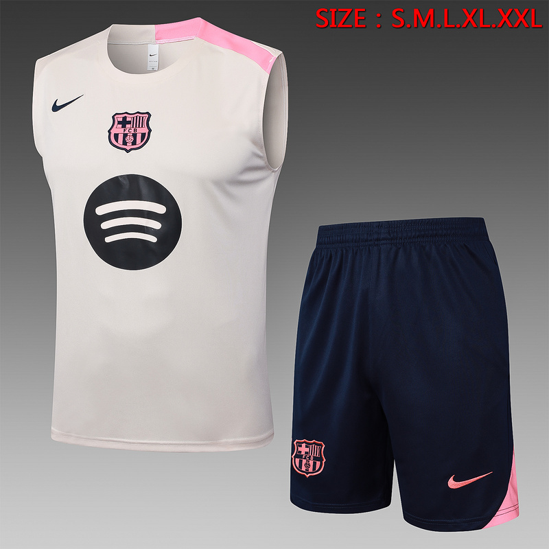 2025/26 Barcelona beige Training Set Shirt and Shorts