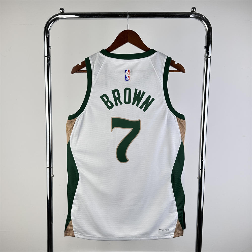 NBA Boston Celtics 2024 City Edition Round Neck White Jersey BROWN#7 S-XXL