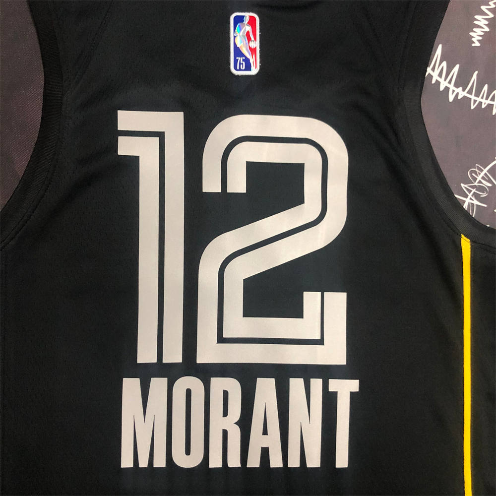 NBA Memphis Grizzies V-Neck Black Jersey MORANT #15 S-XXL