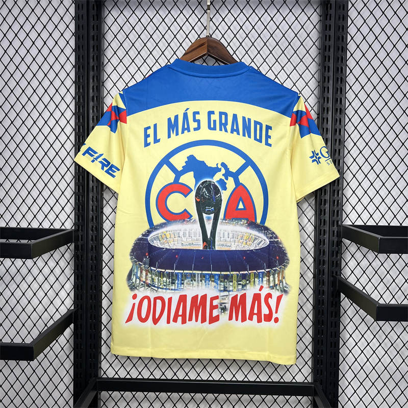 2024/25 Club America 15 Champions Yellow  Commemorative Edition White Jersey Fan Version
