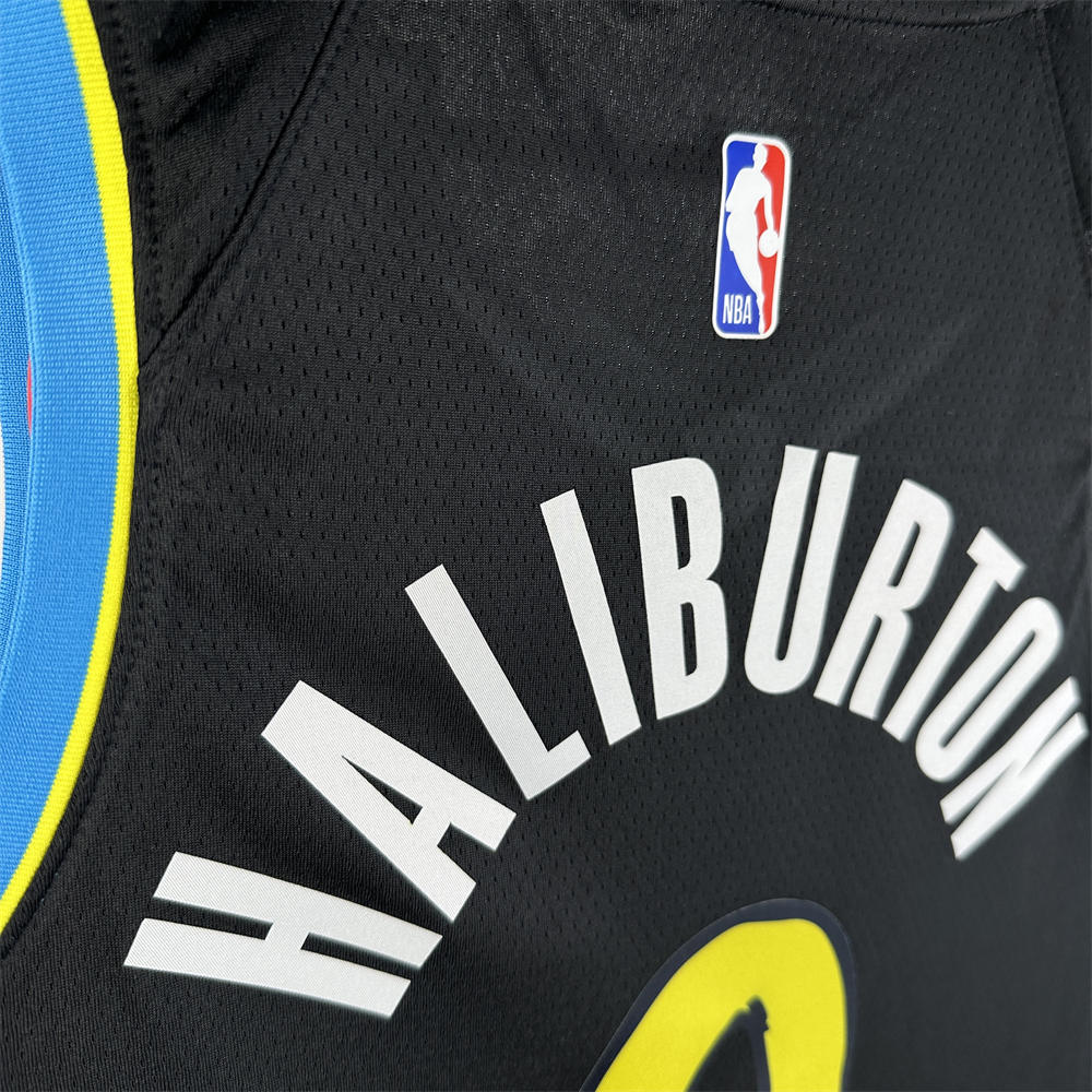 NBA Indiana Pacers 2024 City Edition V-Neck Black Jersey HALIBURTON#0 S-XXL