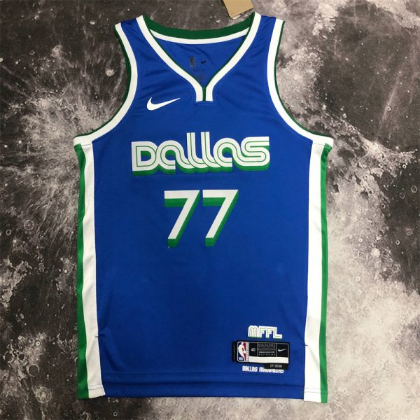 NBA Dallas Mavericks V-Neck Blue Jersey DONCIC#77 S-XXL