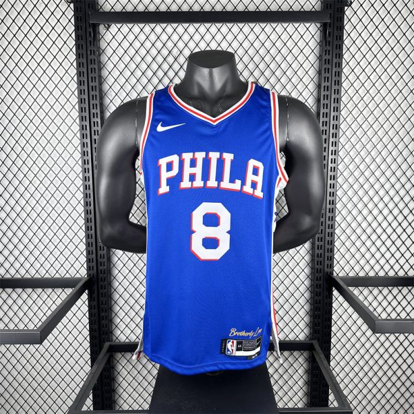 NBA Philadelphia 76ers 2023 V-Neck Blue Jersey GEORGE#8 S-XXL