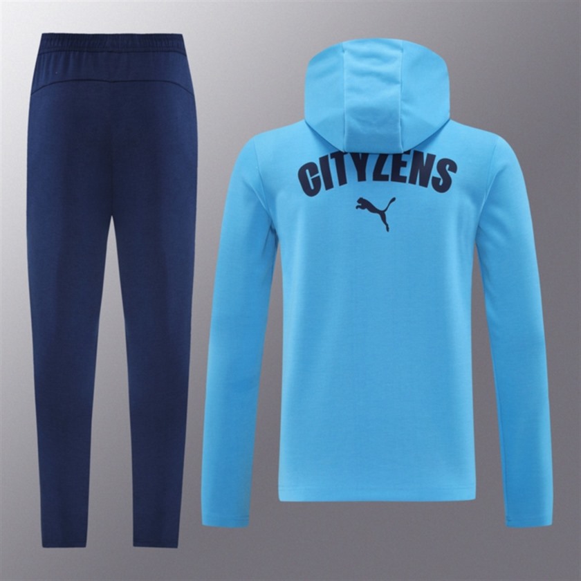 2024 Manchester City Sky Blue Hoodie Jacket Kit Set Football Team Shirt Sports Fashion