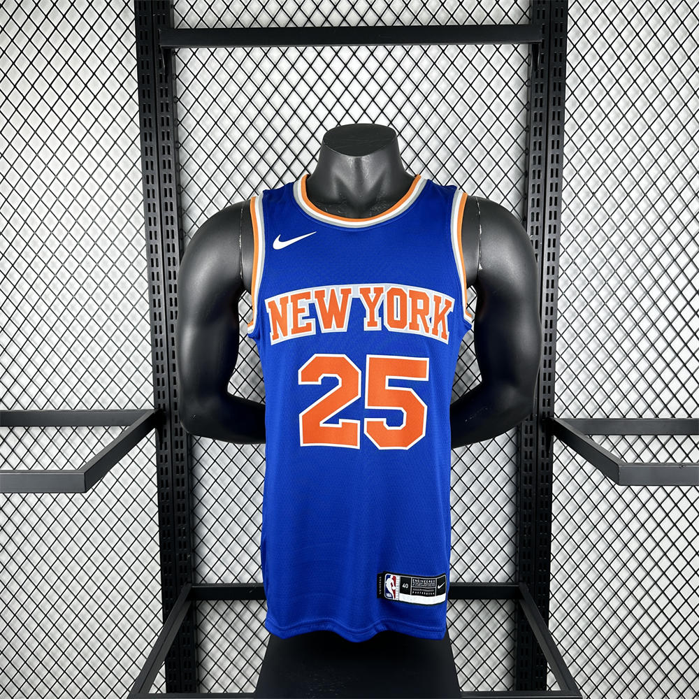 NBA New York Knicks Round Neck Blue jersey BRIDGES#25 S-XXL