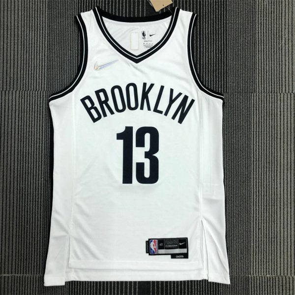 NBA Brooklyn Nets V-Neck White 75th anniversary Jersey HARDEN#13 S-XXL