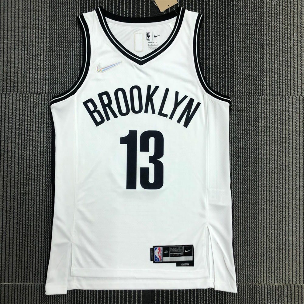 NBA Brooklyn Nets V-Neck White 75th anniversary Jersey HARDEN#13 S-XXL