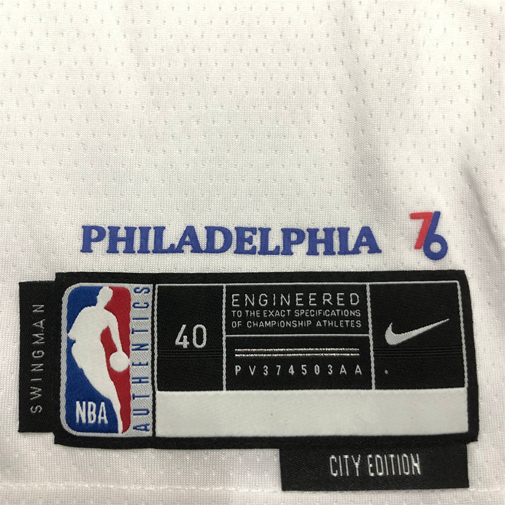 NBA Philadelphia 76ers Round Neck White Jersey EMBIID#21 S-XXL