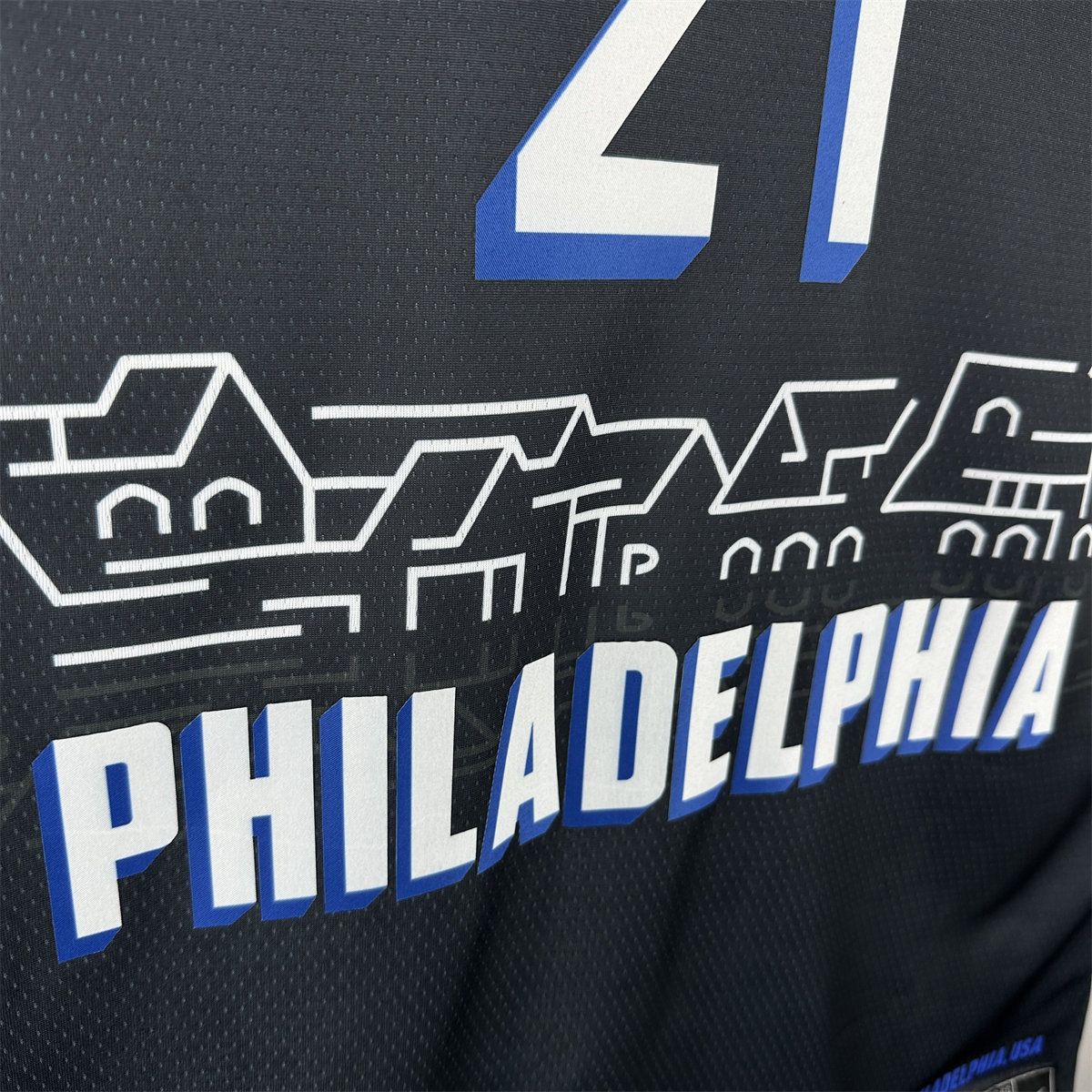 NBA Philadelphia 76ers 2021 V-Neck City Edition Black Jersey EMBIID#21 S-XXL
