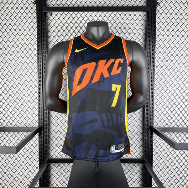 NBA Oklahoma City Thunder 2024 City Edition V-Neck Black Jersey HOLMGREN#7 S-XXL