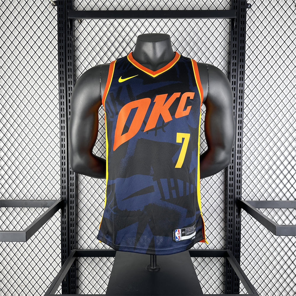 NBA Oklahoma City Thunder 2024 City Edition V-Neck Black Jersey HOLMGREN#7 S-XXL