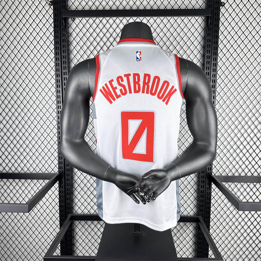 NBA Houston Rockets 2020 V-Neck City Edtion White Jersey WESTBROOK#0 S-XXL