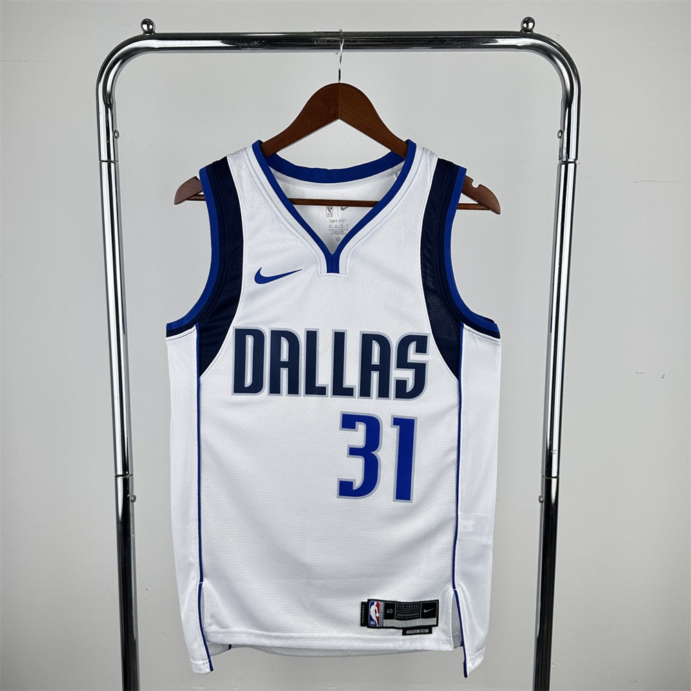 NBA Dallas Mavericks V-Neck White Jersey THOMPSON#31 1 S-XXL