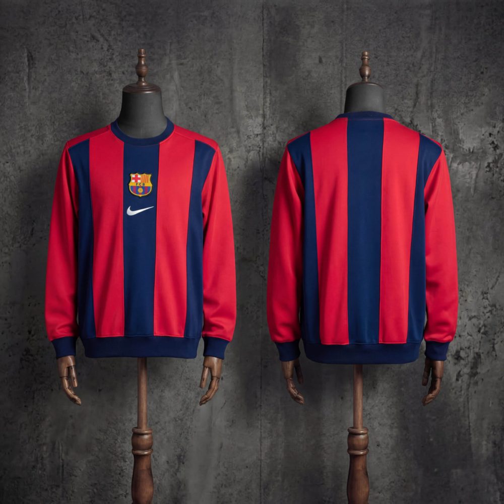 2025/26 Barcelona Long Sleeve Red & Blue Sweatshirt