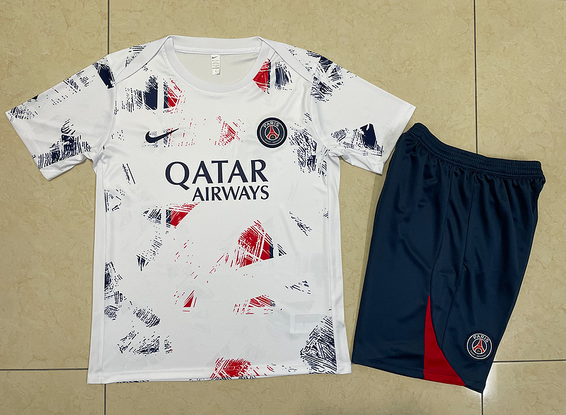 24/25 Paris White Training Set Shirt and Shorts
