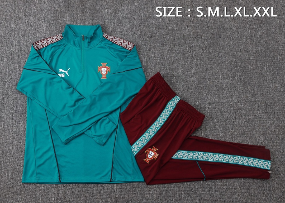 2026 Portugal Green Long-sleeved half-pull training kit