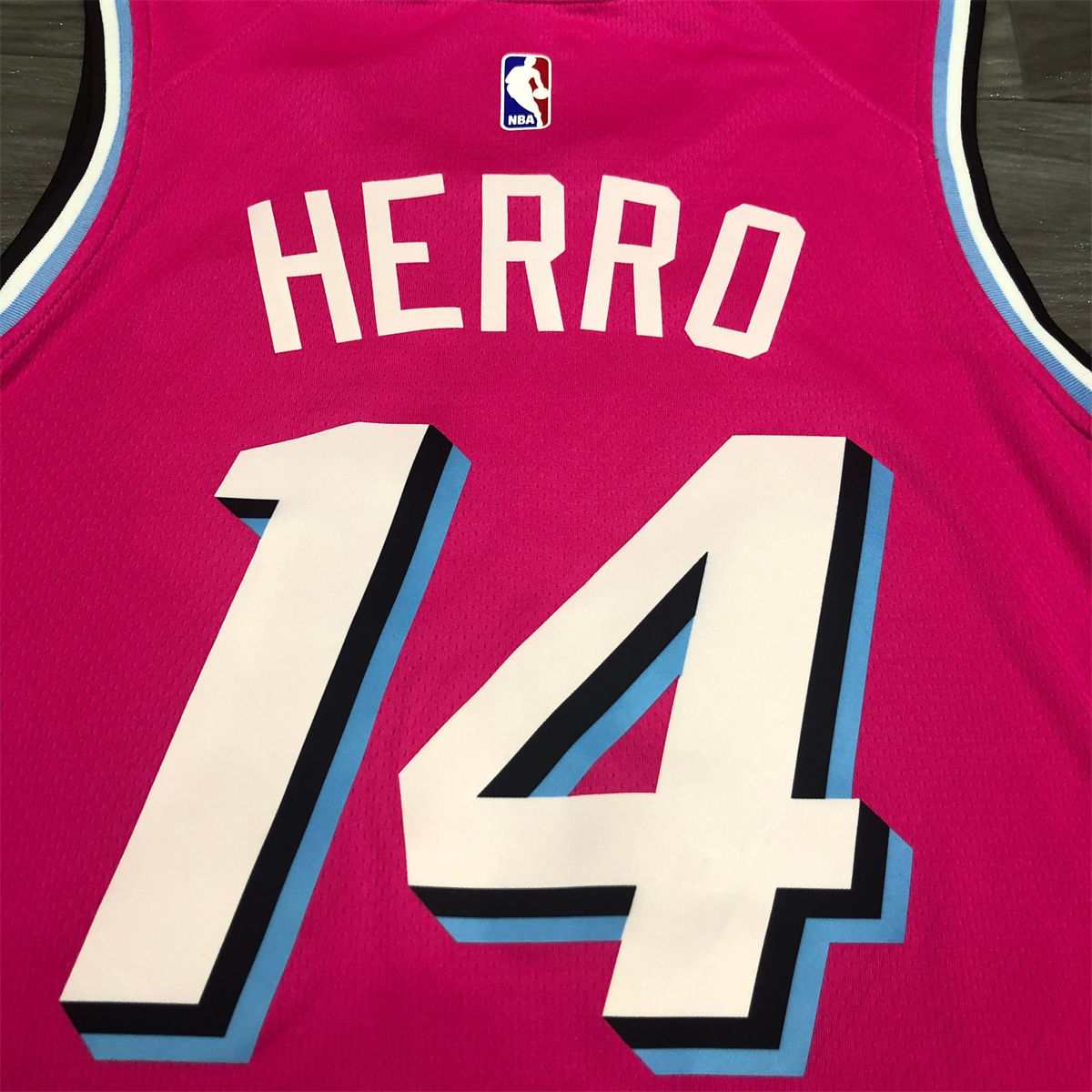 NBA Miami Hearts round neck Pink Jersey HERRO#14S-XXL