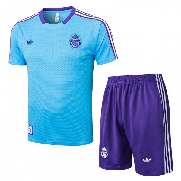2025/26 Real Madrid Light blue Training Set Shirt and Shorts