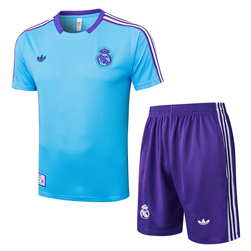 2025/26 Real Madrid Light blue Training Set Shirt and Shorts