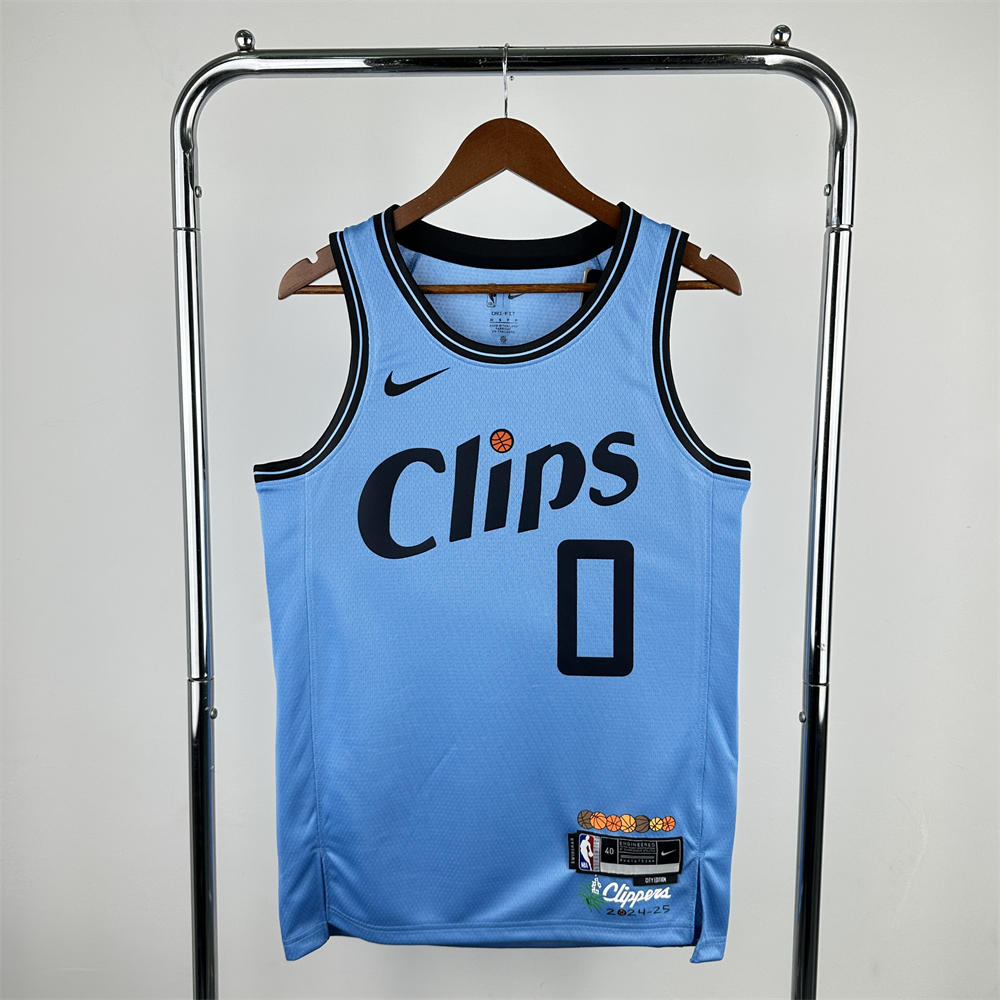 NBA Los Angeles Clippers 24/25 City Edition Round Neck Blue Jersey WESTBROOK#0 S-XXL