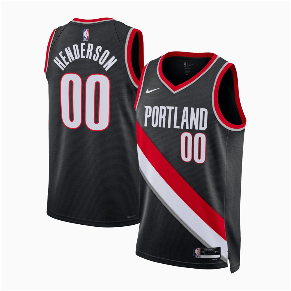 NBA Portland Trail Blazers 2023 V-Neck Black jersey HENDERSON#00 S-XXL