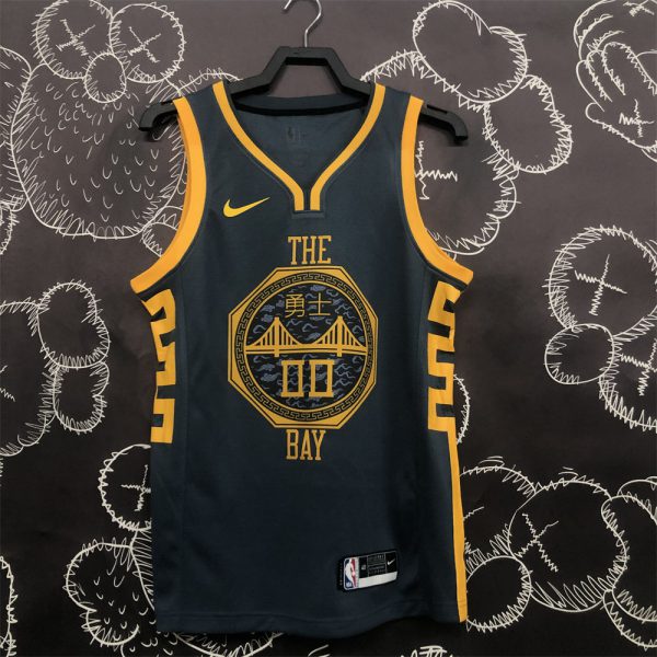 NBA Golden State Warriors V-Neck Black Jersey S-XXL