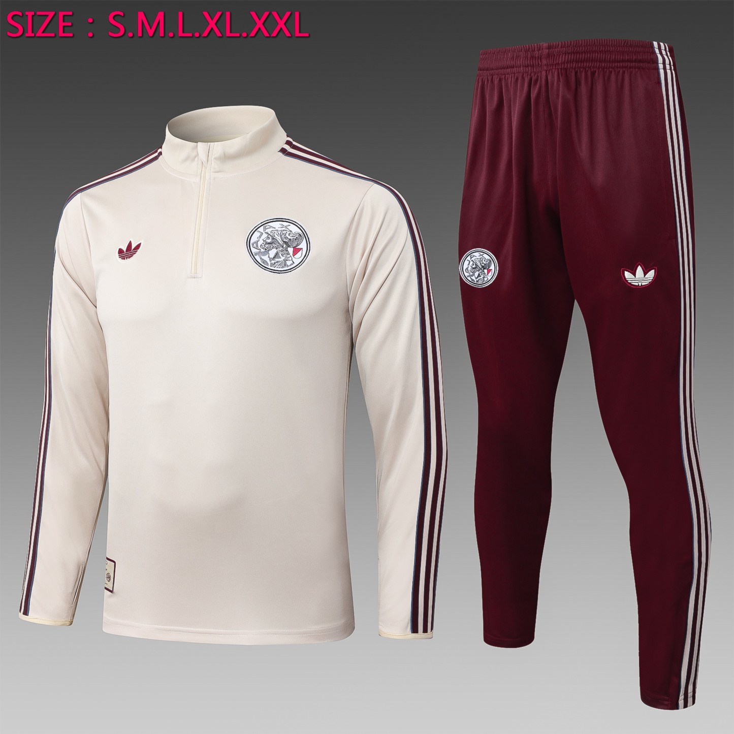 202526 Ajax beige Long-sleeved half-pull training kit Football team kit