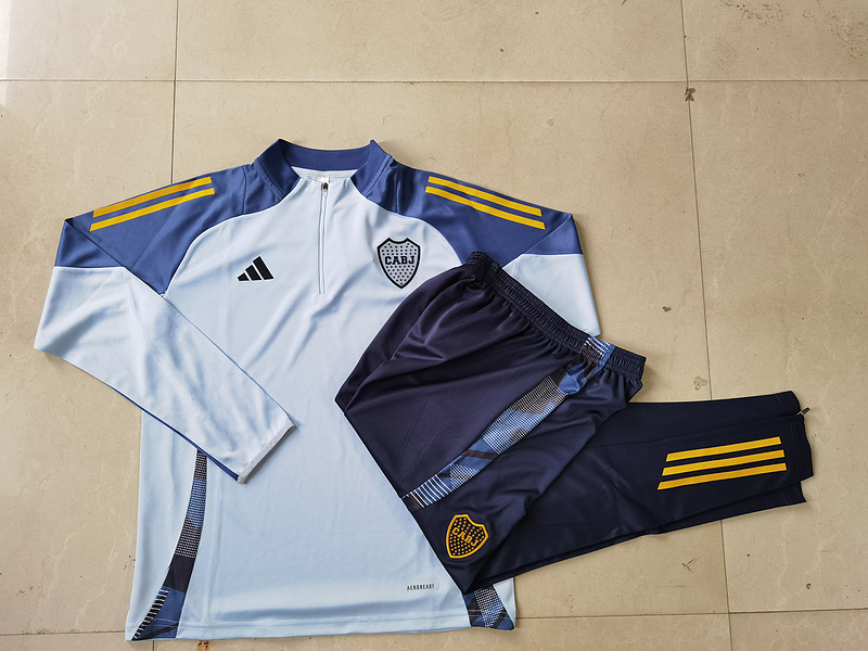 24/25 Boca Medium gray Long-sleeved half-pull training kit Football team kit