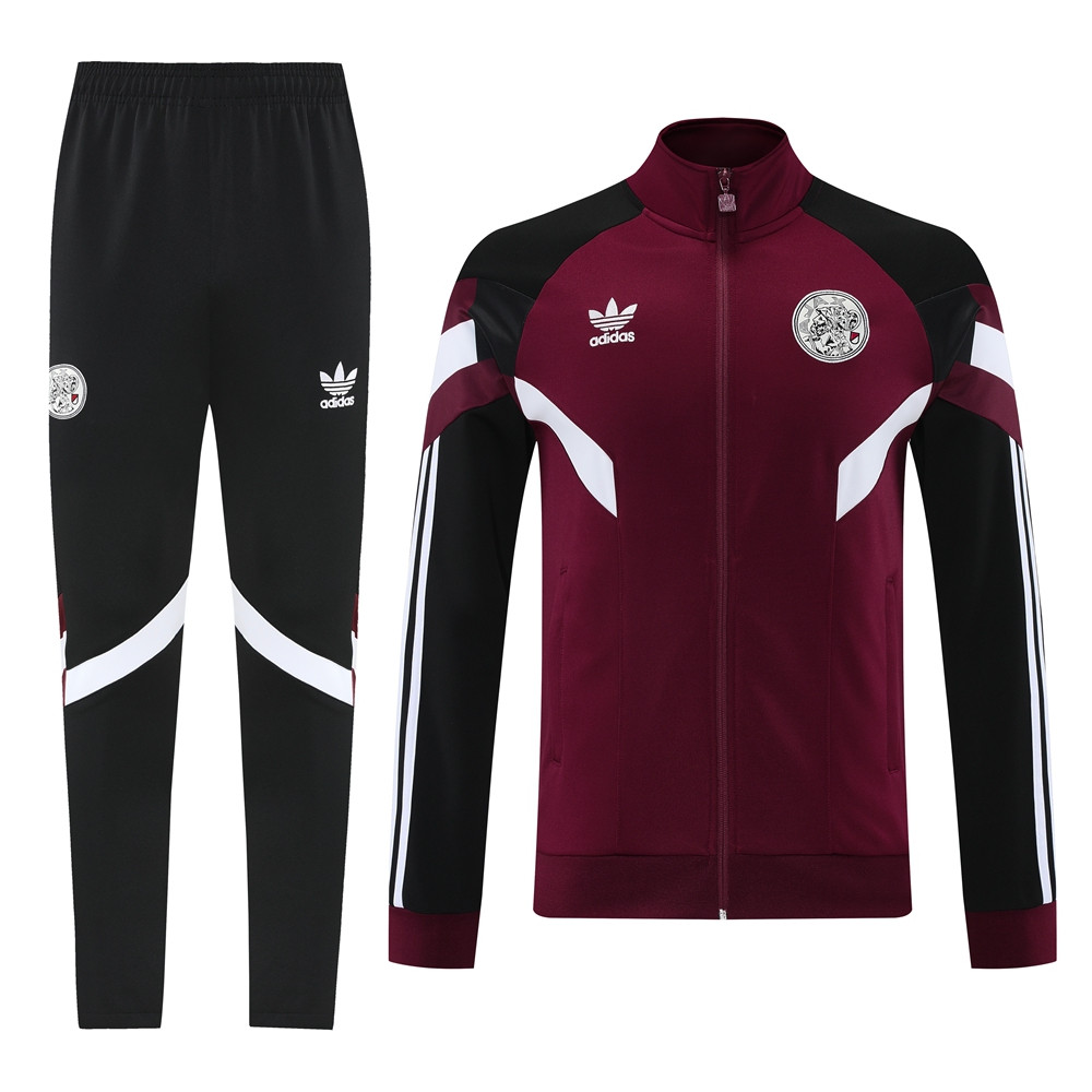 2024 Ajax Maroon Jacket Training Suit Set Football Team Shirt Sports Fashion
