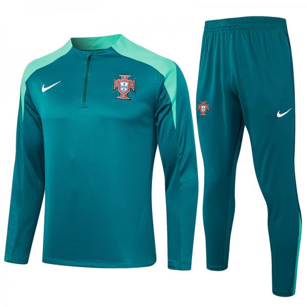 24/25 Portugal Green Long-sleeved half-pull training kit Football team kit