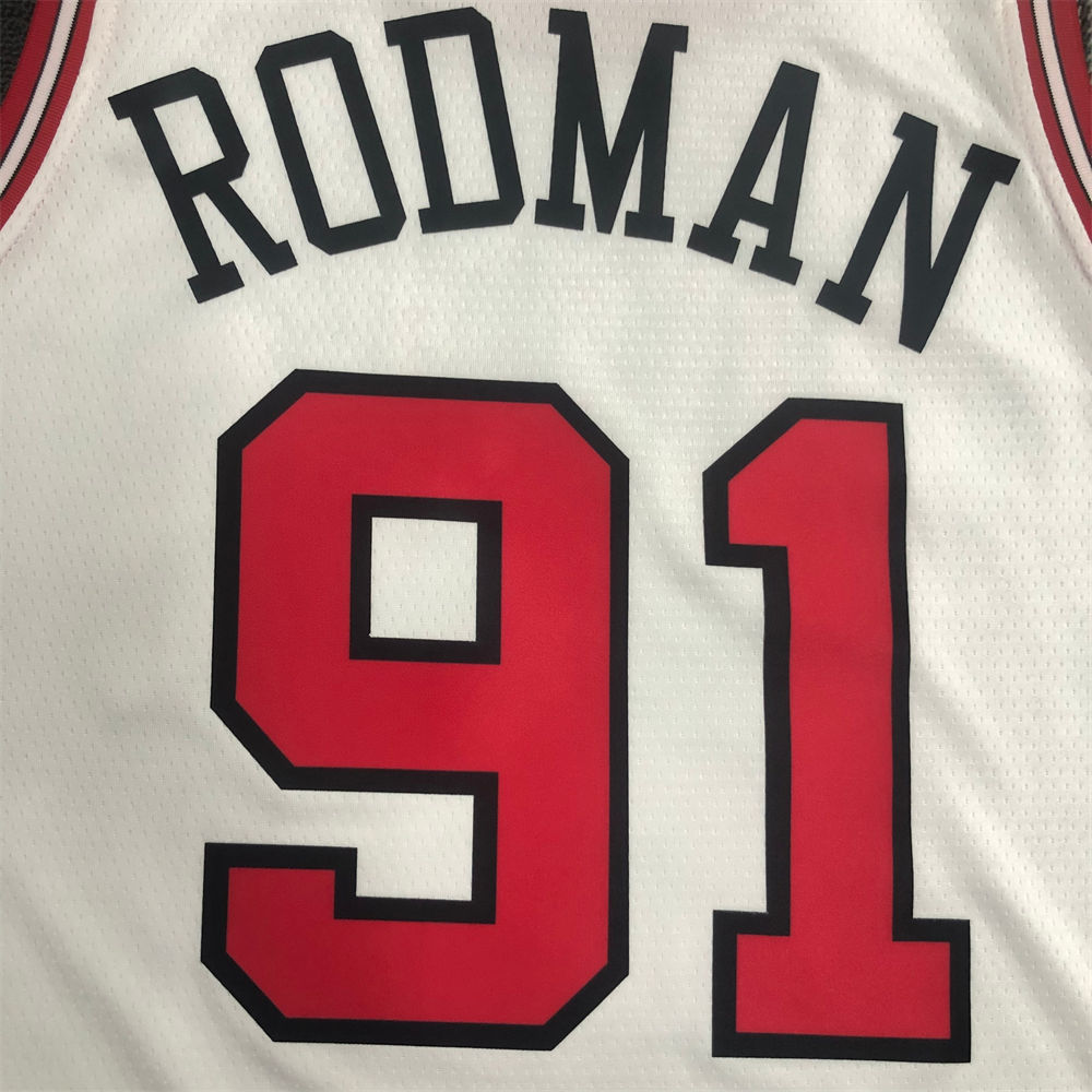 NBA Chicago Bulls Round Neck White Jersey RODMAN#91 S-XXL
